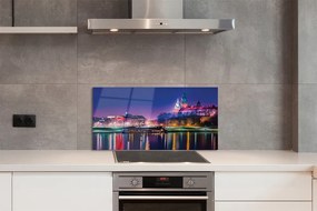 Panel Szklany Nocna Panorama Krakowa nad Wisłą