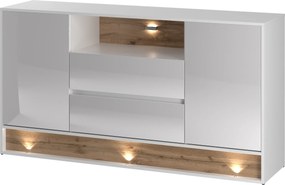 Komoda pokojowa z oświetleniem Vision 2 biały/dąb wotan