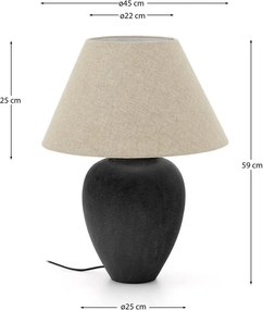 Czarno-beżowa lampa stołowa z tekstylnym kloszem (wysokość 60 cm) Mercadal – Kave Home