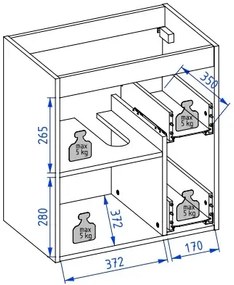 Szafka pod umywalkę L-WOOD 59 cm antracyt mat KROFAM