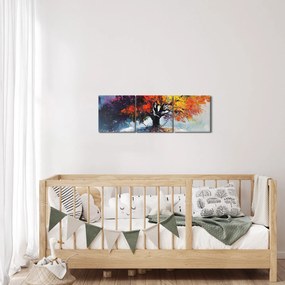 Obraz - Kolorowe drzewo (z zegarem) (90x30 cm)