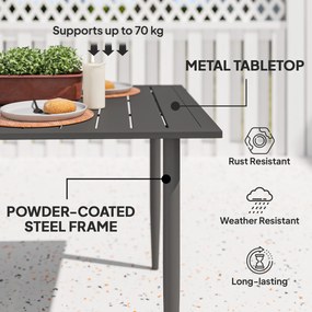 Outsunny Stół Ogrodowy 150x90cm, Odporny na Warunki Pogodowe Stół na Balkon ze Stali, z Otoworem na Parasol Czarny