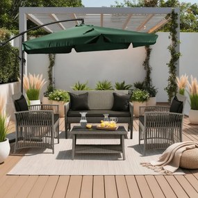 Parasol Ogrodowy Składany AKRON 300 cm Zielony Regulowany Na Taras