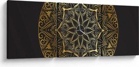 Obraz złotej abstrakcji (z zegarem) (90x30 cm)
