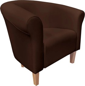 Fotel Milo tkanina Eko-skóra elegancki fotel do salonu i gabinetu : Kolor nogi - Drewno, Kolor tkaniny - EKO-SKÓRA - 2D, Wysokość nogi - 15 cm