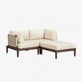 Sofa Modułowy 2-częściowy Z 2 Narożnikowymi Fotelami I Pufą Z Akacji Giulia Ciemny Akacjowy Brąz - Sklum