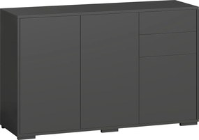HOMCOM Sideboard Komoda, 2 szuflady, Push-Click, 117 cm x 36 cm x 74 cm, Czarny | Aosom PL
