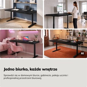 Biurko elektryczne z regulacją wysokości Ellis 160x70 cm, kolor czarny