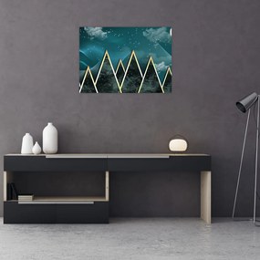 Obraz na szkle - Księżyc w pełni nad złotymi górami (70x50 cm)