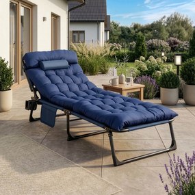 Leżak Ogrodowy SATURN 190x73 cm Granatowy