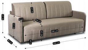 Sofa Rozkładana z Funkcją Spania LUMO Dwuosobowa Beżowa Nowoczesna do Salonu