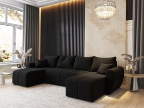 Masseno Narożnik MADISON z funkcją spania i pojemnikiem na pościel Narozniki U, Rozkładana sofa - Czarny, SAWANA 14