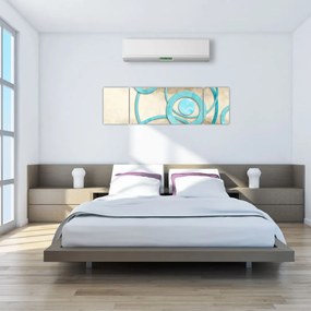 Obraz - Niebieskie koła na akwareli (170x50 cm)