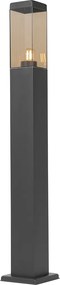Nowoczesna lampa stojąca zewnętrzna ciemnoszara z kloszem w kolorze dymionym 80 cm - Malios