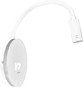 LED giętna lampka ścienna z USB BASE LED/8W+LED/2W/230V biała/srebrna