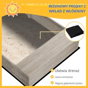 Outsunny Piaskownica z Kuchnią, Zlewem, 2 Skrzynkami na Rośliny, Sosna, 154x80x60cm, Szara