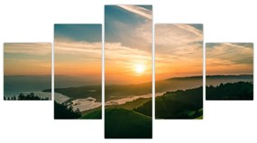 Obraz wschodu słońca nad morzem (125x70 cm)
