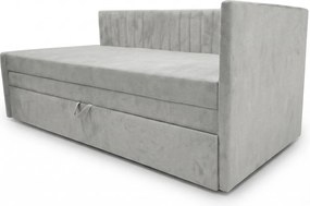 Łóżko dzienne wysuwane 2x90x200cm w tkaninie MANILA 14 jasnoszarej