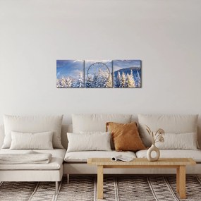 Obraz - Krajobraz górski zimą (z zegarem) (90x30 cm)