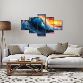 Obraz - Fala o zachodzie słońca (125x70 cm)