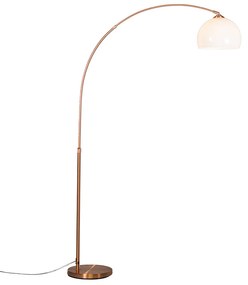 Nowoczesna lampa łukowa miedziana z białym kloszem - Arc Basic