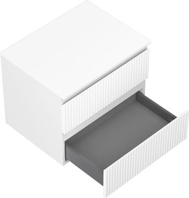 Mexen Rivel szafka łazienkowa podumywalkowa 60 cm z blatem, 2 szuflady, ryflowana , biała mat - 91A20-06047-2-BFFC01