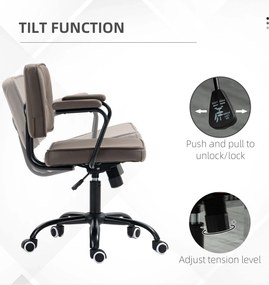 Vinsetto Krzesło Biurowe Komputerowe Design Retro Pikowanie Guziki Eko Skóra Regulowalne Wysokością Kawa