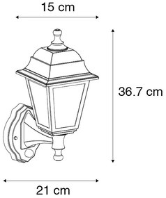 Zewnetrzna Klasyczna lampa ścienna zewnętrzna czarna z czujnikiem ruchu - Capital klasyczny/Antyczny Oswietlenie zewnetrzne