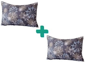 Zestaw 2 sztuk poszewek dekoracyjnych na poduszkę SNOWFLAKE 50x70cm, niebieskoszare
