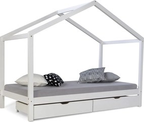 Łóżko dziecięce 208x160x96 cm, białe, łóżko w kształcie domu