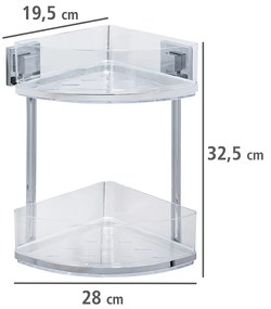 Narożna półka łazienkowa QUADRO,Vacuum-Loc pod prysznic, 2 poziomy, WENKO