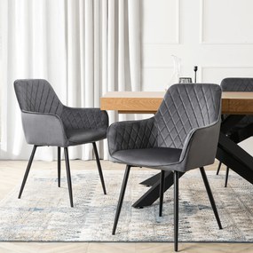 Krzesło Tapicerowane do Jadalni BRESSO Szare Welurowe Nowoczesne Loft