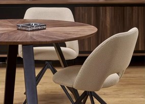 Stół okrągły Kioto 120 cm orzech – loftowy, MDF okleina naturalna, czarne nogi stalowe