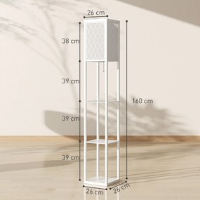 HOMCOM Lampa stojąca z półką, 3 półki, kompaktowe wymiary, MDF, biały | Aosom PL