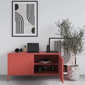 Metalowa szafka RTV dwudrzwiowa Modern Rosa czerwona