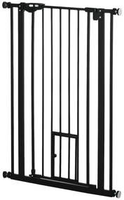PawHut Zapora dla psów, podwójne zabezpieczenie, samozamykające się drzwi, 104 cm wysokości, stal, czarna