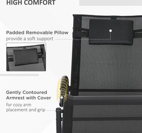 Outsunny Leżak ogrodowy, fotele z poduszką, 155 cm x 61cm x 88 cm, Czarny