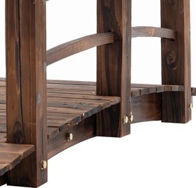 Outsunny Drewniany Most Ogrodowy z Balustradą Ciemnobrązowy Lite Drewno Maks 180kg Dekoracyjny Mostek 152.5x67x48cm | Aosom PL