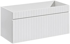 Biała lamelowa szafka na umywalkę z szufladą 100 cm T4-T89