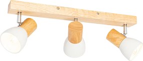 Drewniany plafon z regulowanym białym reflektorami 3-punktowym - Thorin