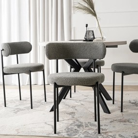 Krzesło Tapicerowane do Salonu TULSA Szare Boucle Nowoczesne