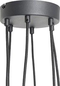 Lampa wisząca czarna z mosiądzem i przydymionym szkłem 6-świateł - Vidro