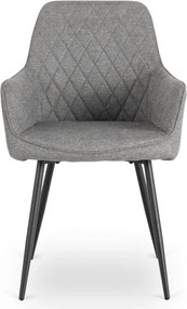 Zestaw Stół Prostokątny Rozkładany HAMPTON 160-240 cm Dąb/Czarny i 4 Krzesła Tapicerowane BRESSO 2 Szare
