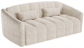 Kanapa 3-osobowa rozkładana typu express z beżowego weluru - Miejsce do spania 140 cm - Materac 13 cm z pamięcią kształtu - RETUNA