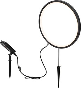 Zestaw 2 czarnych lamp na szpikulec 60cm z wbudowanym akumulatorem LED i panelem słonecznym IP65 - Adalind