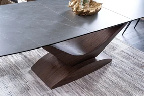 Stół rozkładany DOLCE CERAMIC 180(240)x95 szary marmur/orzech SIGNAL