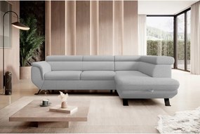 Narożnik RAVEN L Prawostronny wolnostojący z funkcją spania tkanina ARAGON 83 Popielaty WERSAL