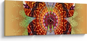 Obraz - Etno motyl (z zegarem) (90x30 cm)