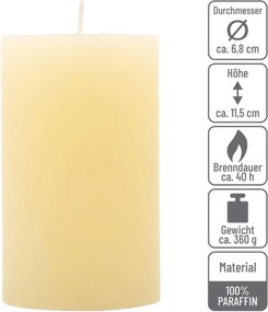 Zestaw świec rustykalnych, 11,5 cm, Ø 6,8 cm, kremowy, 6 szt