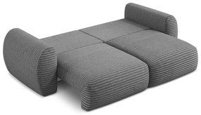 Ciemnoszara sztruksowa rozkładana sofa ze schowkiem 266 cm Kini – Makamii